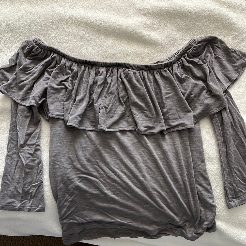 Grey off shoulder top